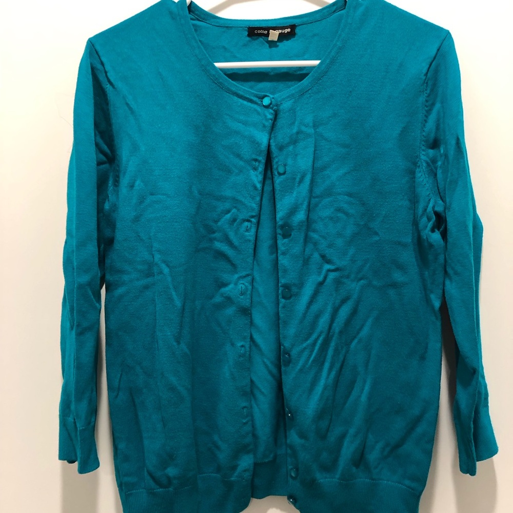 Cable & Gauge Turquoise Cardigan